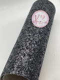 Black Chunky Glitter Faux Leather with Canvas Backing