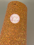 Peach/Light Orange Chunky Glitter & Sequins Faux Leather with Material Backing