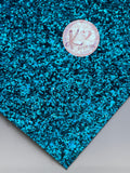 Turquoise Chunky Glitter Faux Leather with Canvas Backing