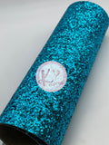 Turquoise Chunky Glitter Faux Leather with Canvas Backing
