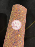 Peach/Light Orange Chunky Glitter & Sequins Faux Leather with Material Backing