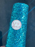 Turquoise Chunky Glitter Faux Leather with Canvas Backing