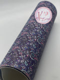 Pink Purple Paisley Mosaic Tartan Floral Faux Leather