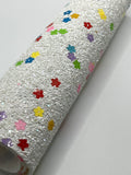 White with Flowers Crude Chunky Glitter & Sequins