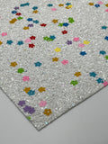 White with Flowers Crude Chunky Glitter & Sequins