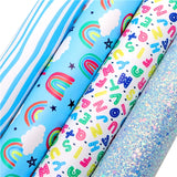 4 Piece Blue Set Rainbows & Letters School