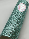 Aqua Chunky Glitter Faux Leather with Canvas Backing