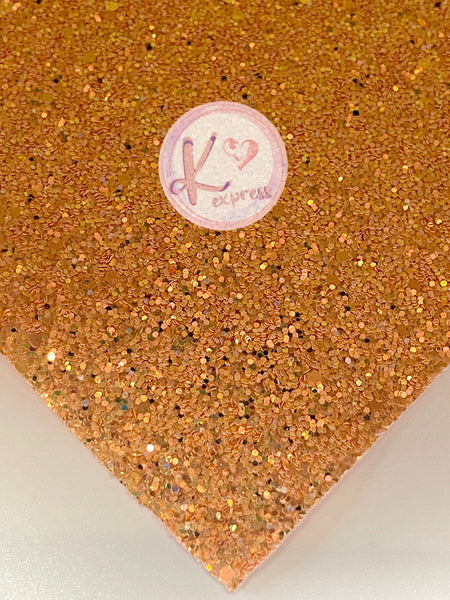 Peach/Light Orange Chunky Glitter & Sequins Faux Leather with Material Backing