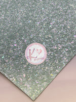 Mint Green Chunky Crude Glitter Faux Leather with Canvas Backing