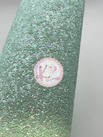 Mint Green Chunky Crude Glitter Faux Leather with Canvas Backing