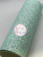 Mint Green Chunky Crude Glitter Faux Leather with Canvas Backing