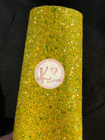 Yellow Sunshine Chunky Glitter & Sequins Faux Leather with Material Backing