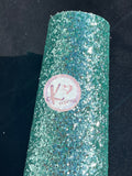 Aqua Chunky Glitter Faux Leather with Canvas Backing