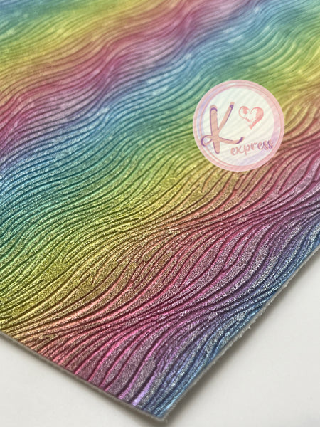 Rainbow Wave Bump Texture Glitter Multicolor with Soft Backing