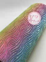 Rainbow Wave Bump Texture Glitter Multicolor with Soft Backing