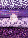 4 Piece Purple Set Flowers, Butterflies, Holographic