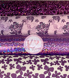 4 Piece Purple Set Flowers, Butterflies, Holographic