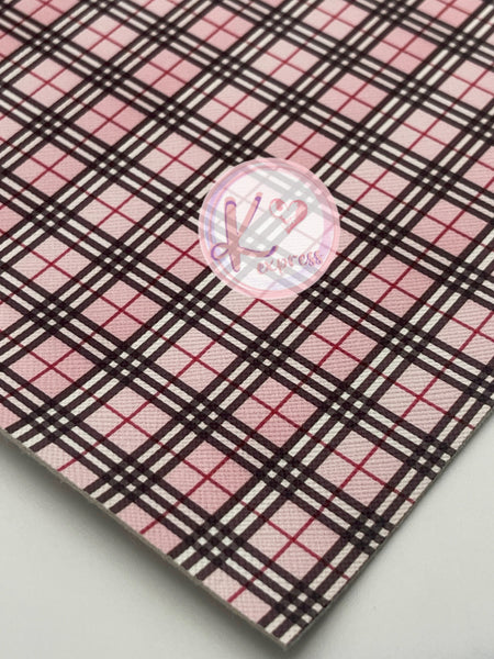 Pink Black Burberry Plaid Tartan Faux Leather