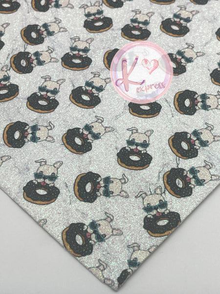 Dogs Donuts Fine Glitter Faux Leather