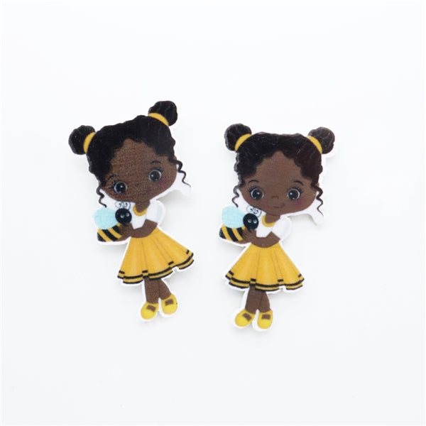 African American Girl with Bumble Bee Resin
