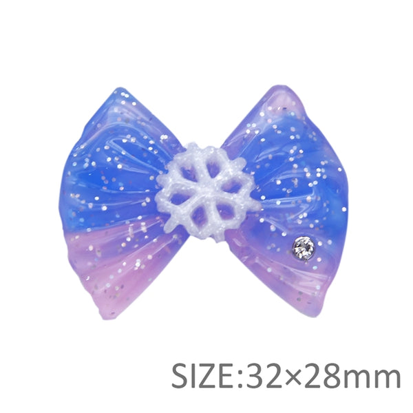 Blue & Pink Snowflake Bow Resin