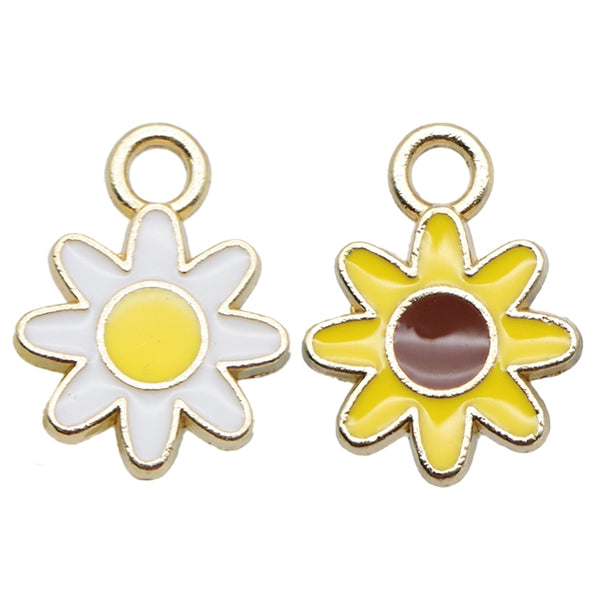Alloy Flower Charm White OR Yellow