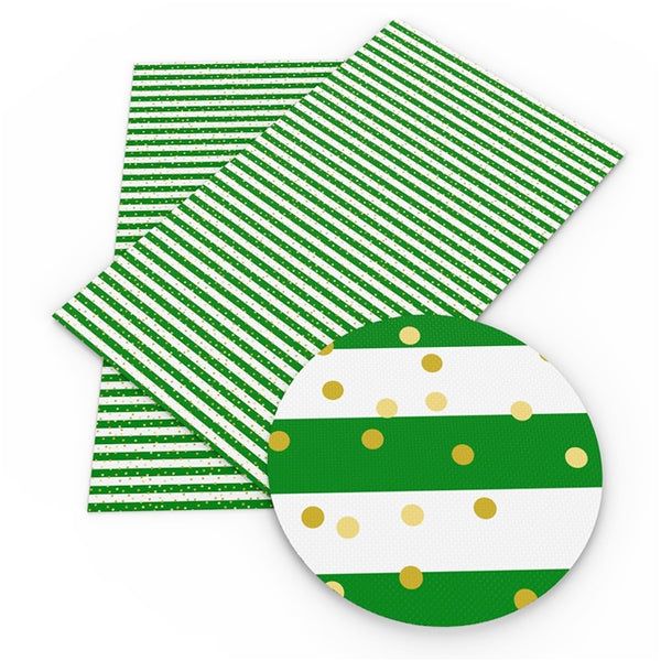 Green & White Stripes with Gold Dots