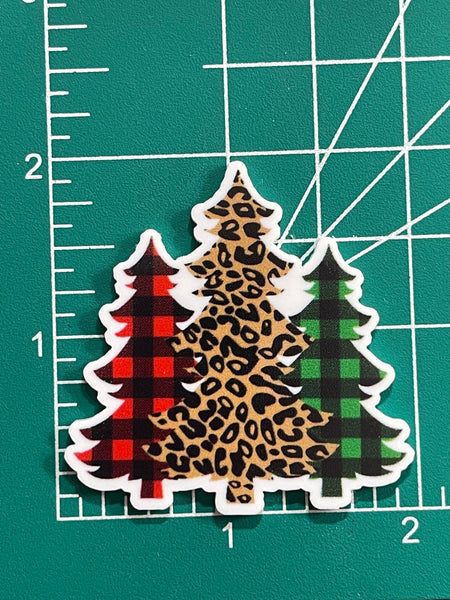 Buffalo Plaid & Cheetah/Leopard Christmas Tree Resin