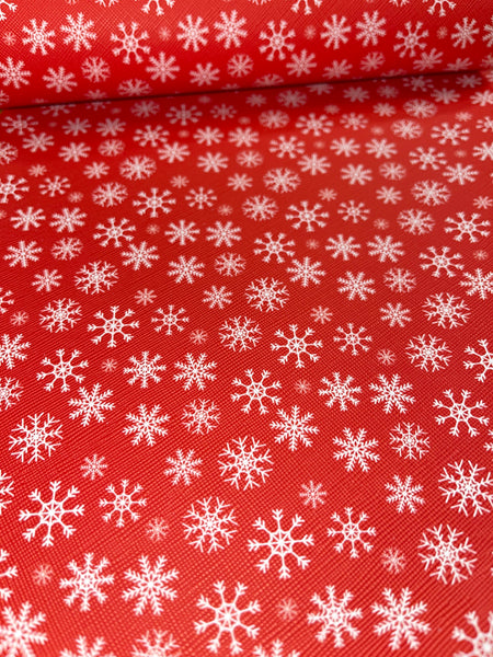 White Snowflakes on Red