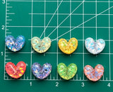 3D Sequin Resin Hearts ~ Pack of 4 (Random Mix)