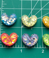 3D Sequin Resin Hearts ~ Pack of 4 (Random Mix)