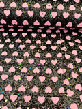 Black with Iridescent Flakes & Light Pink Hearts Chunky Glitter