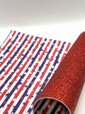 Patriotic Stripes/Red Fine Glitter Double Sided