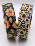 1" x 5 Yards Faux Leather Ribbon Sunflowers ~ Key Fobs