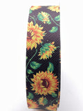 1" x 5 Yards Faux Leather Ribbon Sunflowers ~ Key Fobs