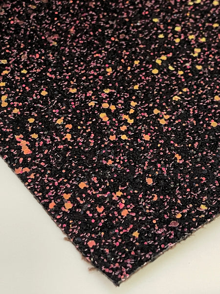 Orange/Black Multi-Color Crude Chunky Glitter & Sequins with Heavy Canvas Backing