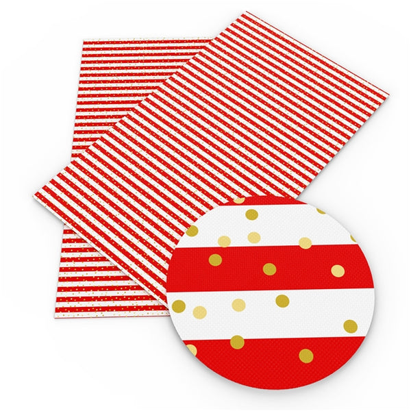 Red & White Stripes with Gold Dots