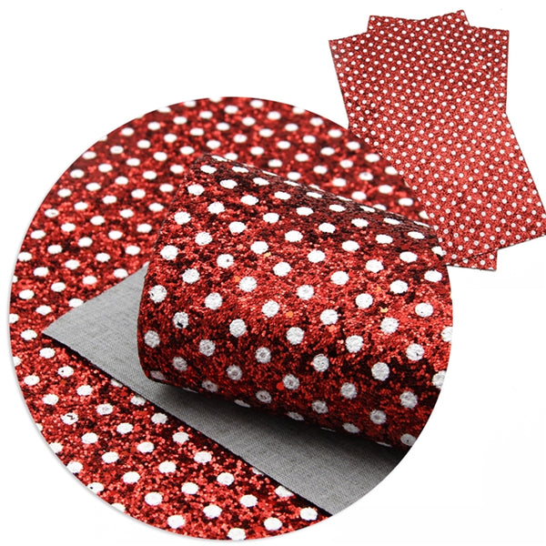 Red with White Polka Dots Chunky Glitter