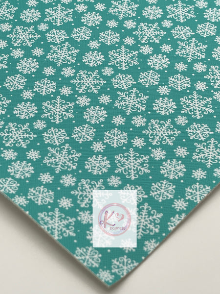 Snowflakes on Turquoise Background