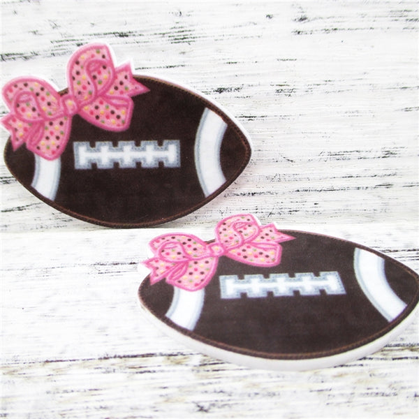 Football Resin with Pink Bow
