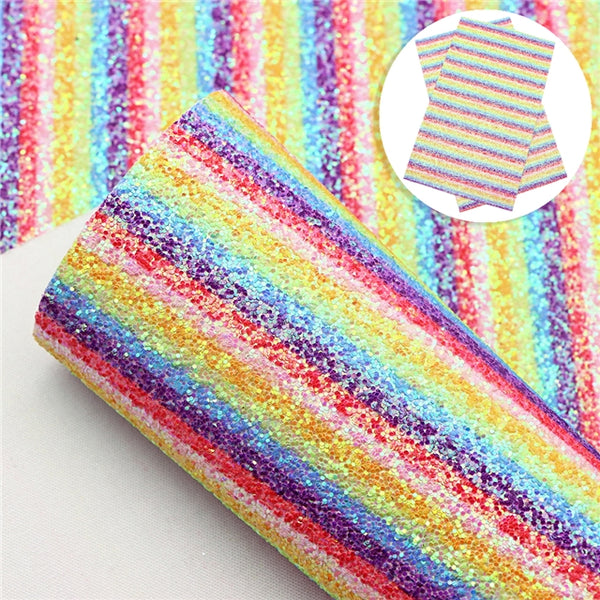 Rainbow Stripes Multi-Color Crude Chunky Glitter